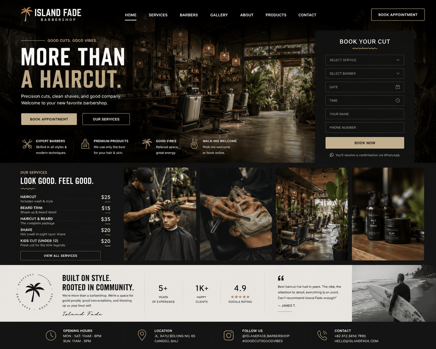 Barbershops website design by Pixelo