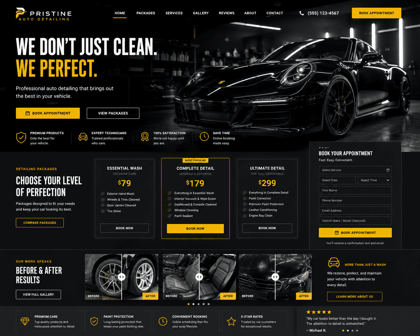 Detailers website design by Pixelo