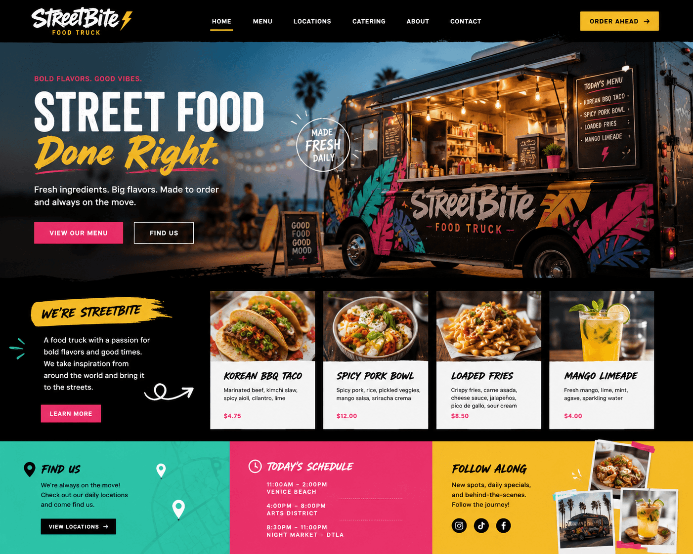 Food Trucks website design by Pixelo