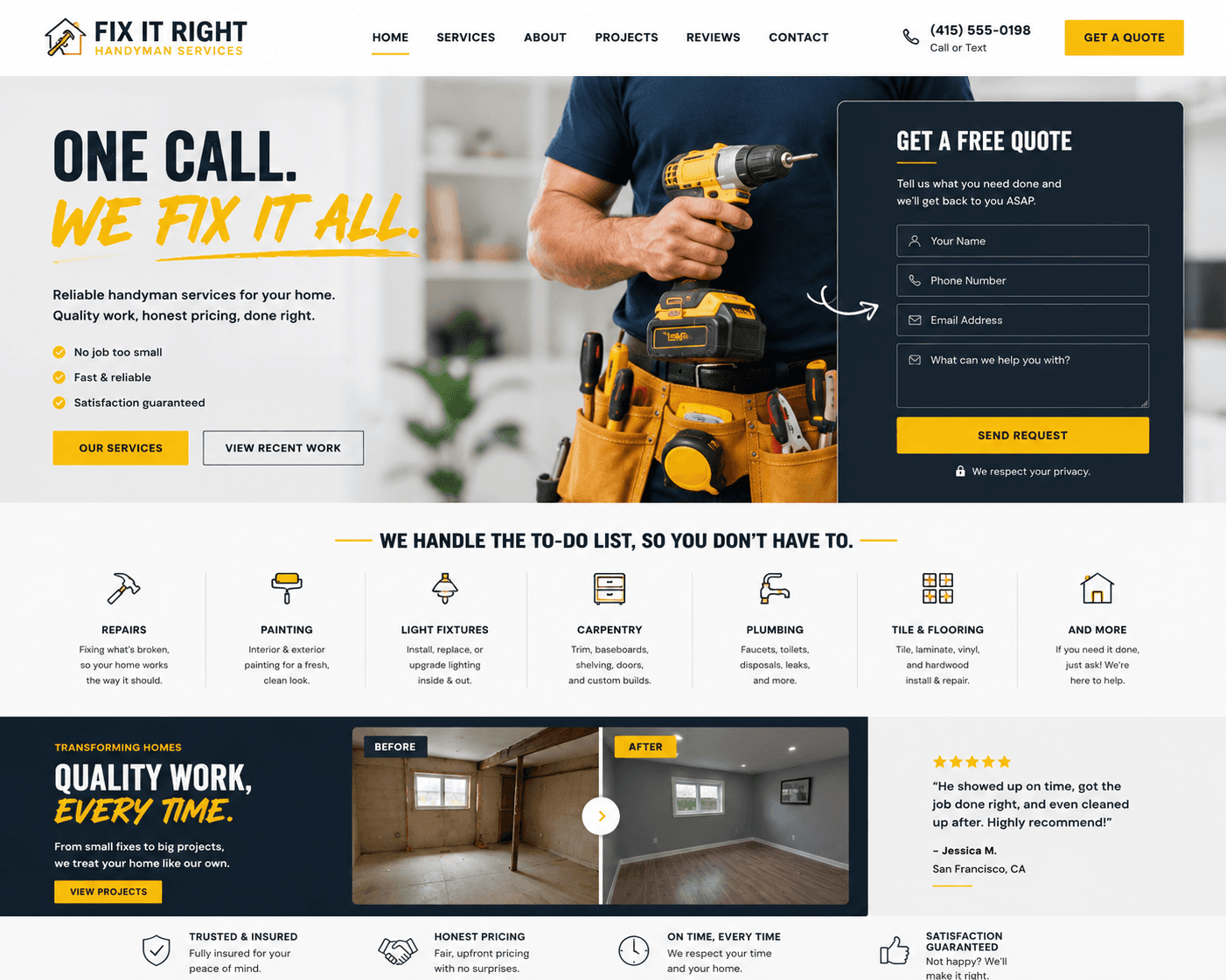 Handyman website design by Pixelo