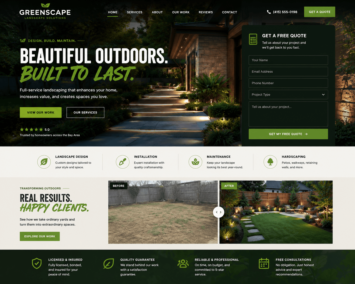 Landscaping website design by Pixelo