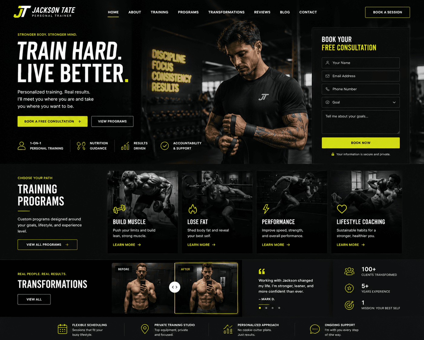 Personal Trainers website design by Pixelo